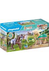Playmobil Horses of Waterfall Tres Caballos con Sillas 71356