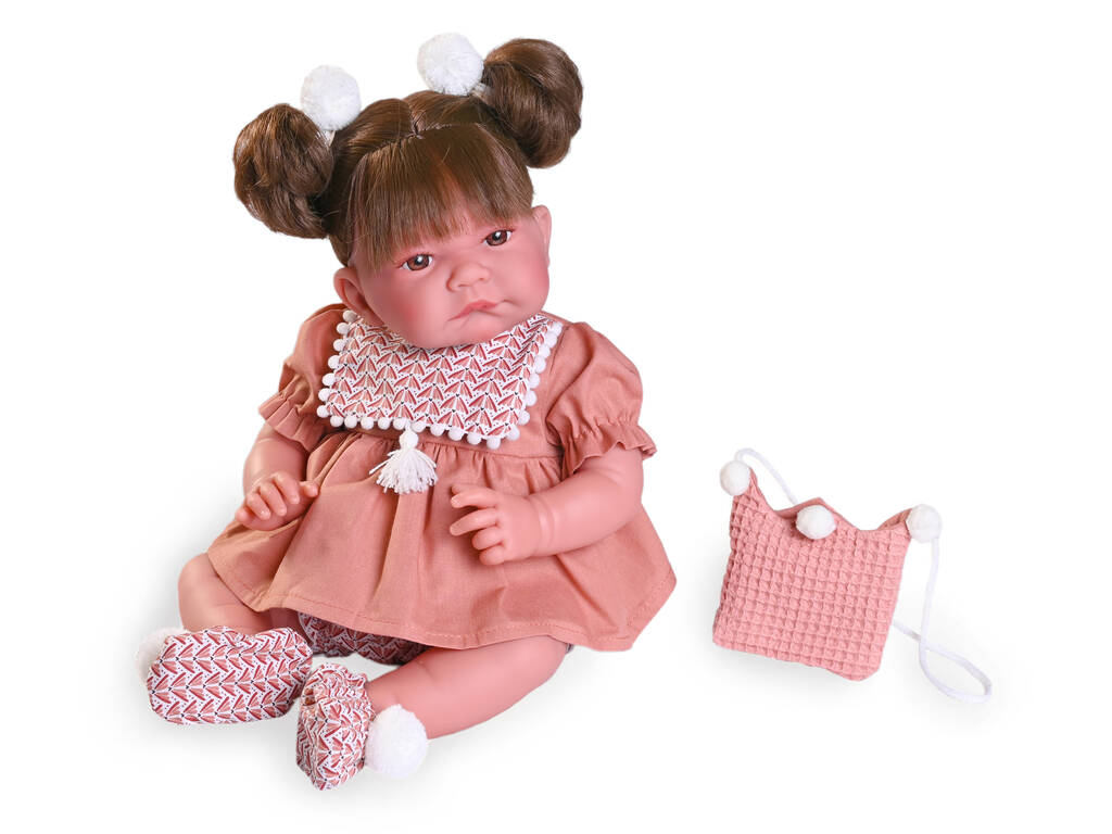 Nica Neugeborene Puppe mit Zöpfen und Tasche 42 cm von Antonio Juan 33347