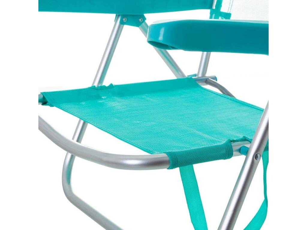 Chaise de plage pliante basse en aluminium couleur eau de mer d'Aremar 70500