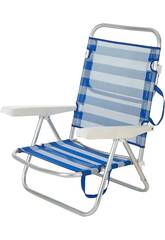 Aremar Chaise de plage basse pliante en aluminium rayée bleu et blanc Aremar 70536