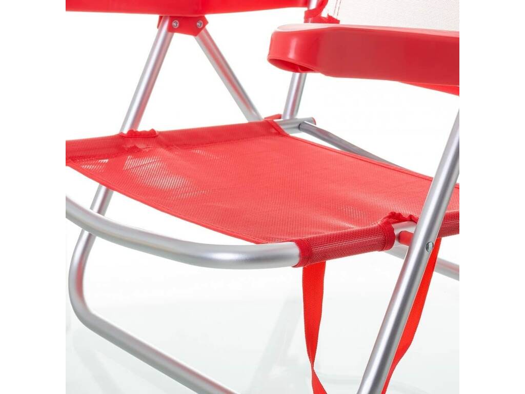 Niedriger klappbarer Strandstuhl aus Aluminium, rote Farbe, Aremar 70537