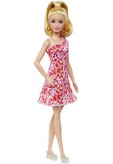 Barbie Fashionista Vestito Rosa Fiori di Mattel HJT02