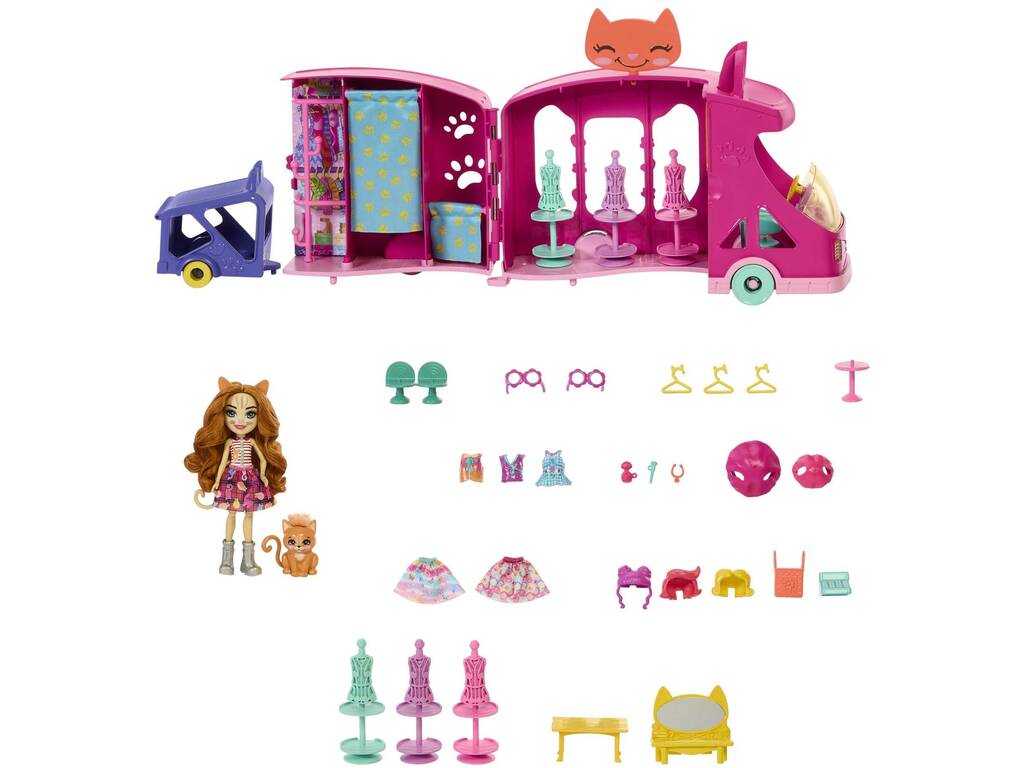 Enchantimals Caminhão De Moda De Gato de Mattel HPB34