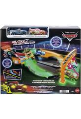 Cars Glow Racers Pista scintillante Lancia e Schianta Mattel HPD80