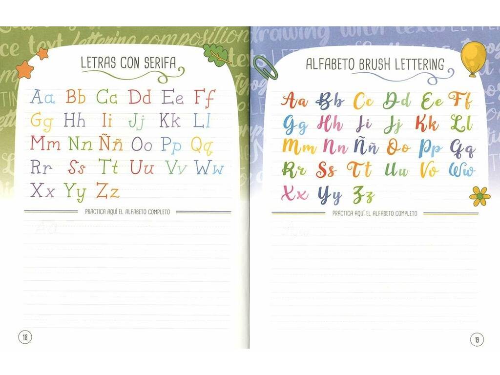 Libro Lettering con adesivi Crea parole e lettere