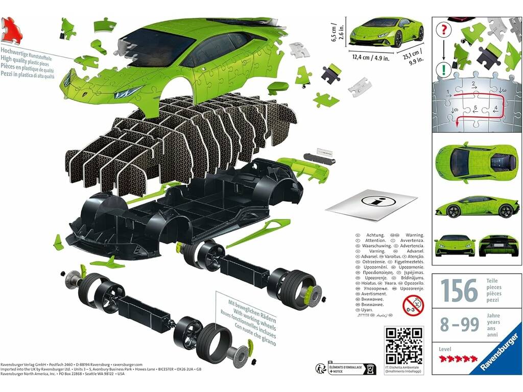 Puzzle 3D Lamborghini Huracán Evo Vert Ravensburger 11559
