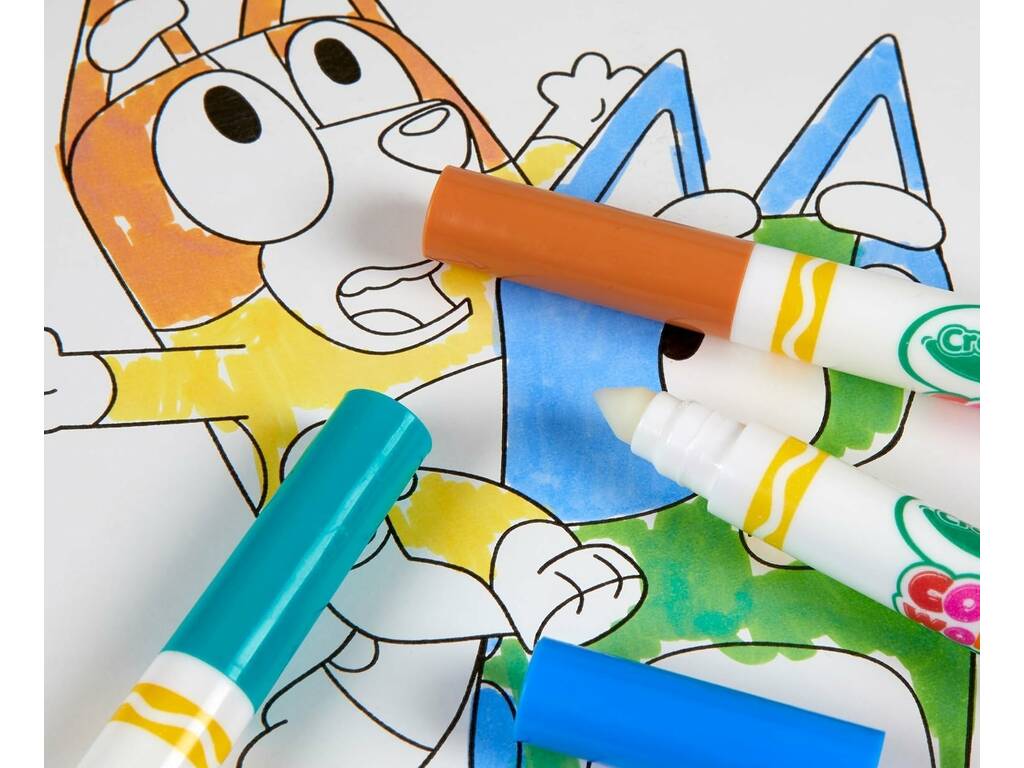 Bluey Colore sem Manchas da Crayola com Moldes e 4 Marcadores