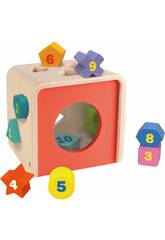 Cube de formes et de chiffres en bois