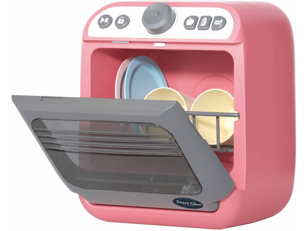 Lave-vaisselle rose avec lumières, sons et accessoires