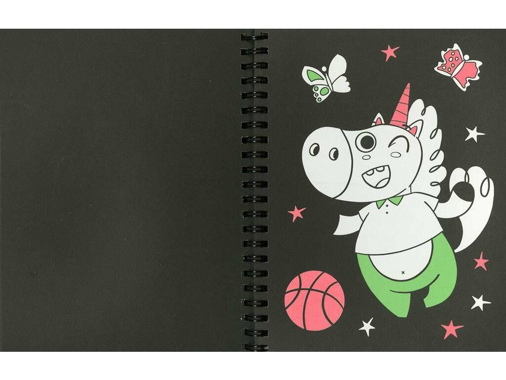 Libro Neón Color Unicornios 2 con Rotuladores y Pegatinas