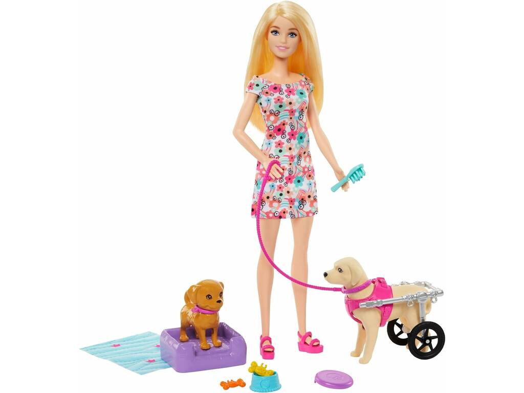 Barbie Passeadora de Cão com Cadeira de Rodas de Mattel HTK37