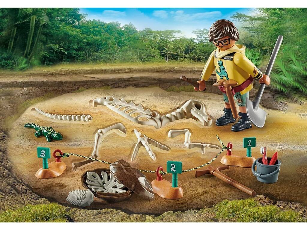 Playmobil Dino Excavación Arqueológica con Esqueleto de Dinosaurio 71527