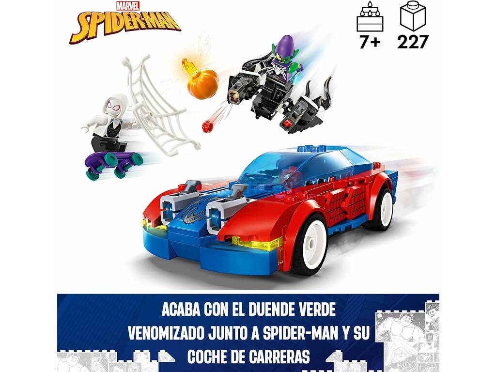 Lego Marvel Spiderman Coche de Carreras de Spiderman y Duende Verde Venomizado 76279