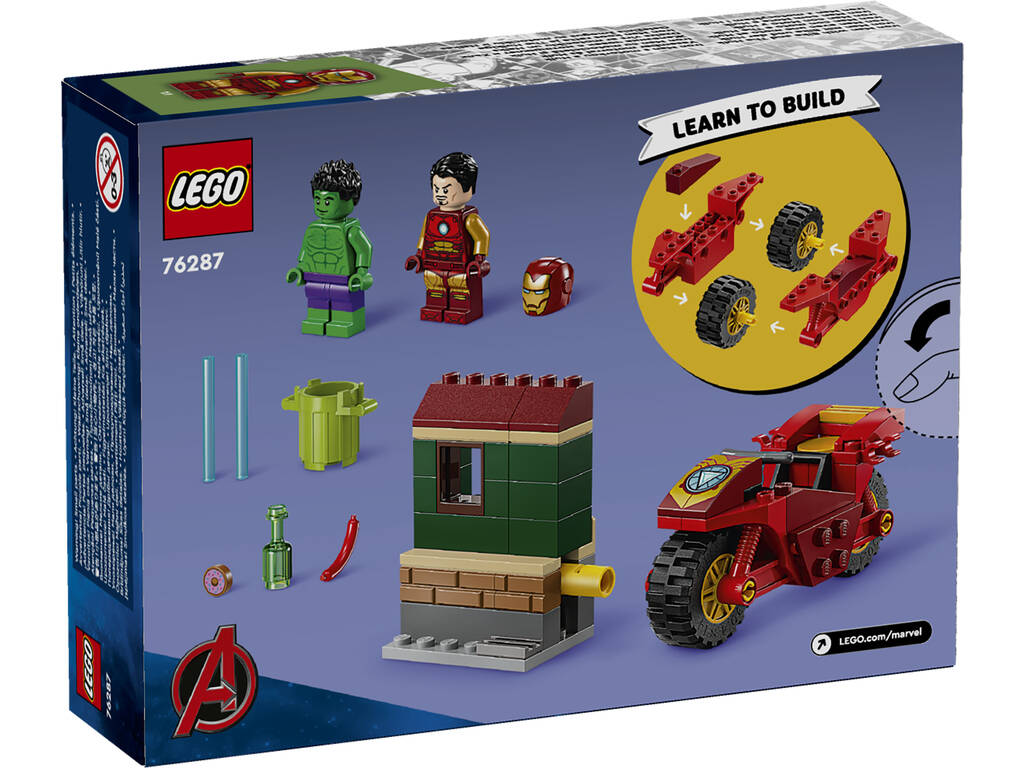 Lego Marvel Iron Man con moto e Hulk 76287