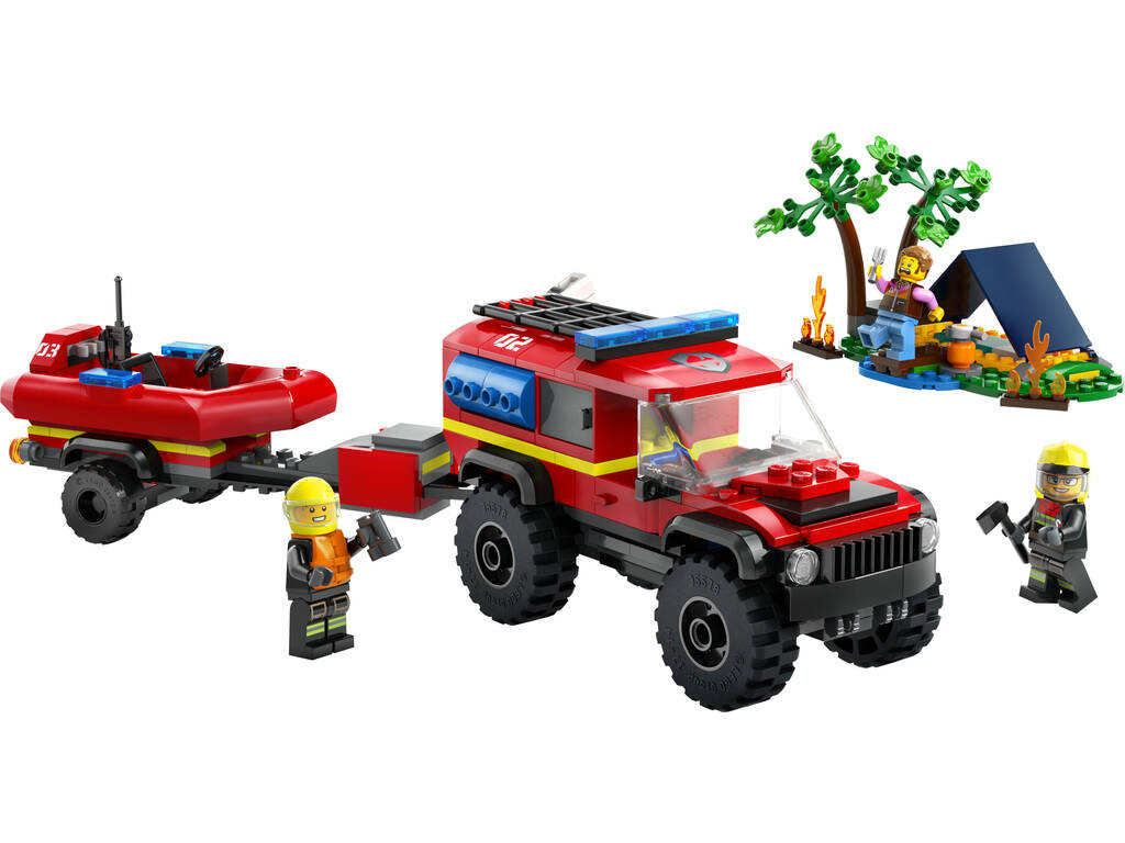 Lego City Caminhão de Bombeiros 4x4 com Barco de Resgate 60412