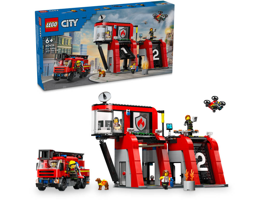 Lego City Feuerwache mit Feuerwehrauto 60414