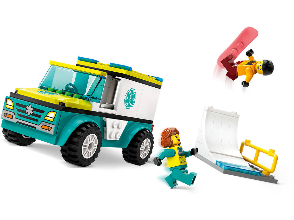 Lego City Rettungswagen und Junge mit Snowboard 60403