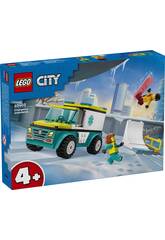 Lego City Ambulance d'urgence et garon avec snowboard 60403