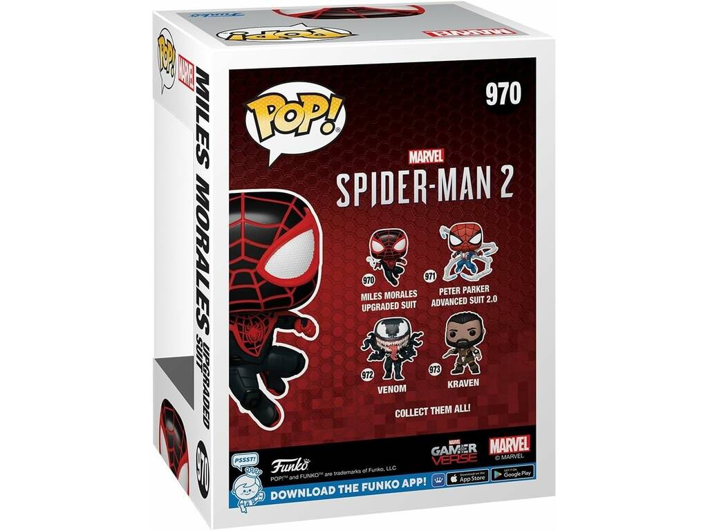 Funko Pop Marvel Spider-Man 2 Figura Miles Morales Upgraded Suit con testa oscillante 76108