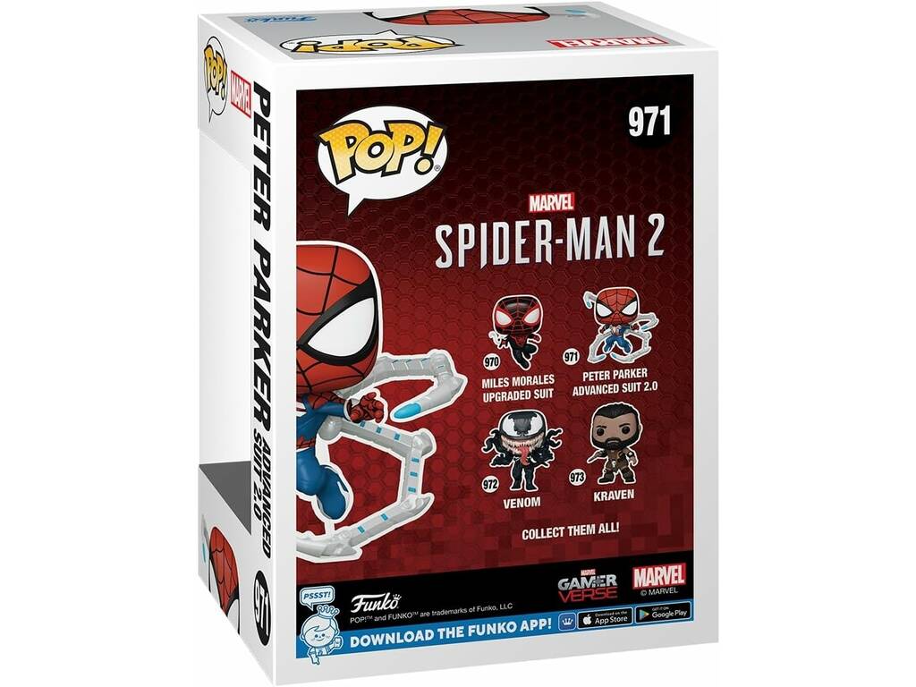 Funko Pop Marvel Spider-Man 2 Figure Peter Parker Advanced Suit 2.0 avec tête pivotante 76109