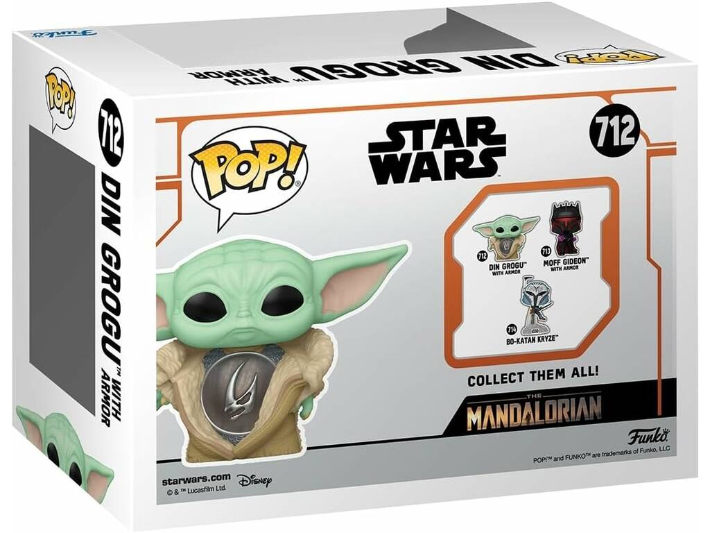 Funko Pop Star Wars Figur Din Grogu mit Rüstung und Schwenkbarem Kopf 80004