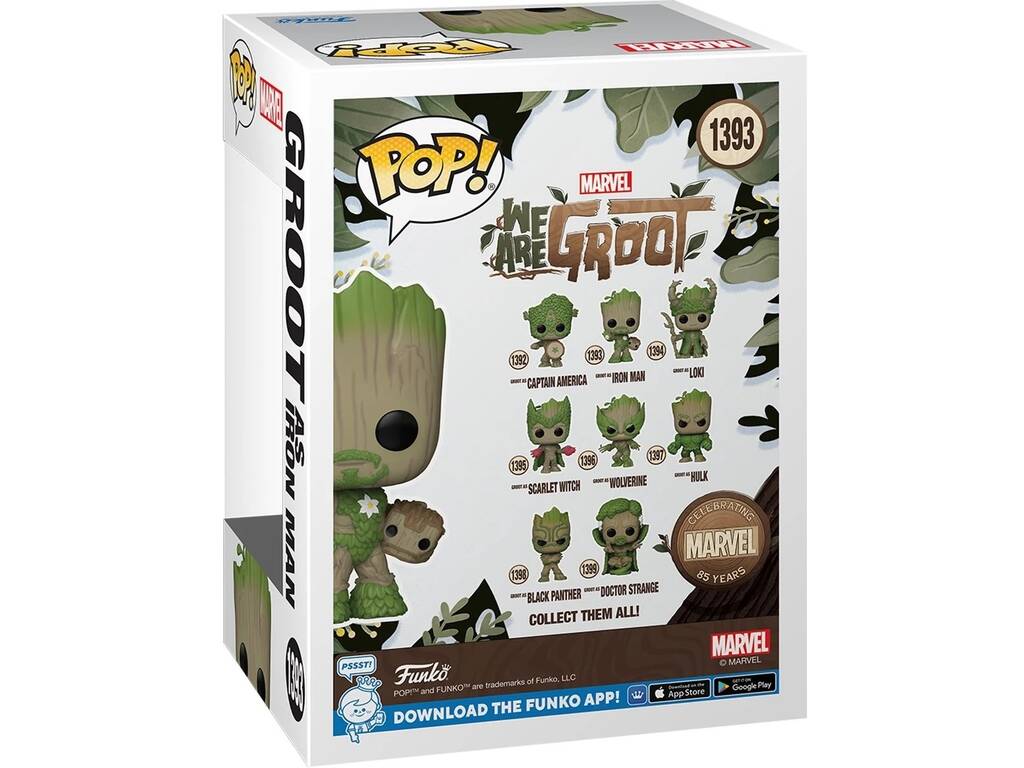 Funko Pop Marvel We Are Groot Figura Groot come Iron Man con testa oscillante 79516