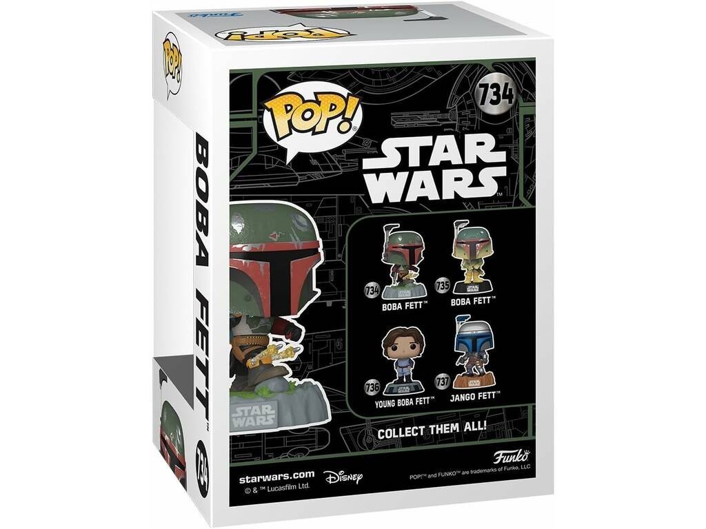 Funko Pop Star Wars Fett Legacy Figur Boba Fett mit schwenkbarem Kopf und Raketenwerfer 82722