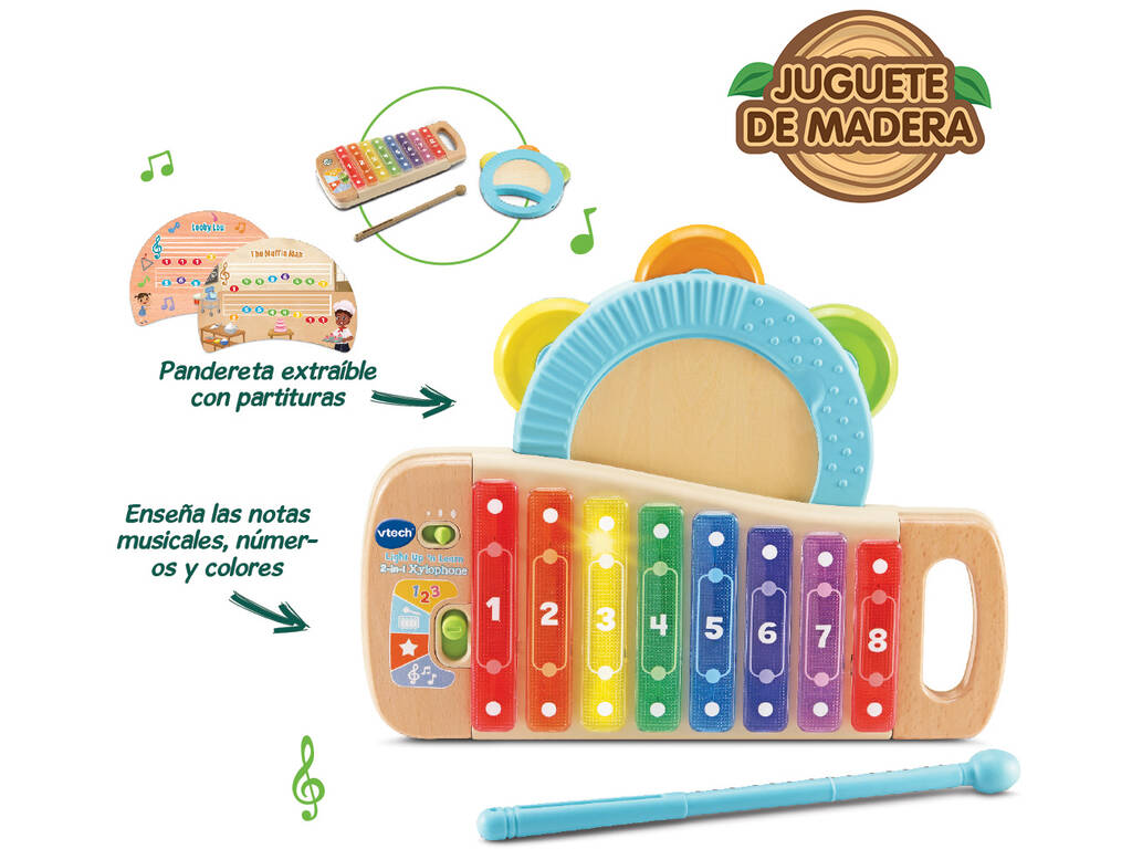 Vtech Xylophone et Tambourin 2 en 1 en bois Eco 80-615622