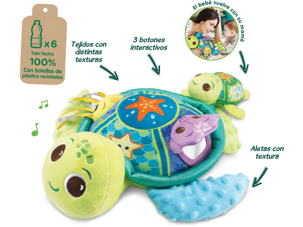 Tortue et bébé en peluche Textures et sensations Eco Vtech 80-554822