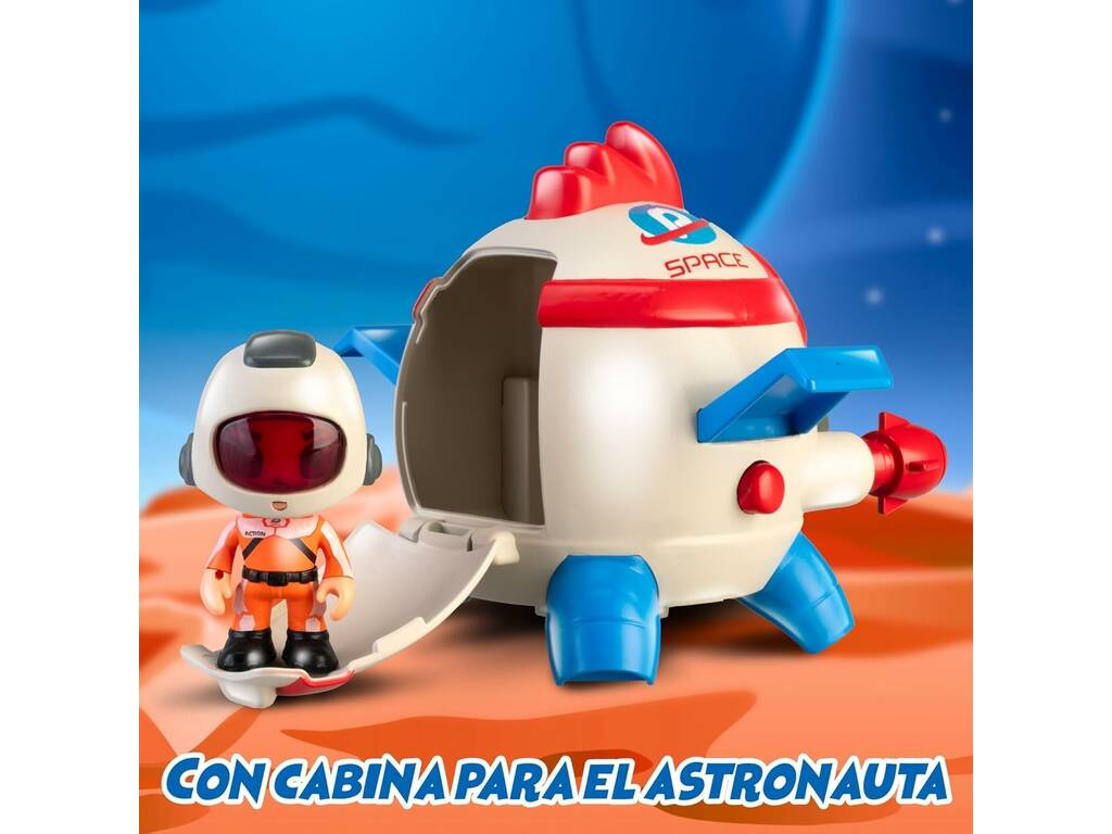 Pinypon Action Space Academy Figur und Raumschiff mit berühmtem Licht PNC53000