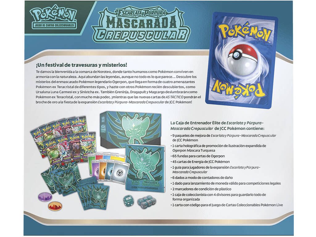 Pokémon TCG Escarlata y Púrpura Mascarada Crepuscular Caja de Entrenador Élite Bandai PC50515