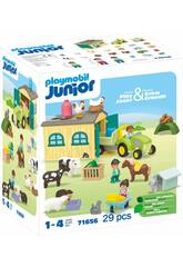 Playmobil Junior Farm Adventure avec tracteur, remorque et animaux 71656