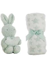 Set pour petits enfants Lapin en peluche 24 cm. et couverture Stars Creaciones Llopis 25525