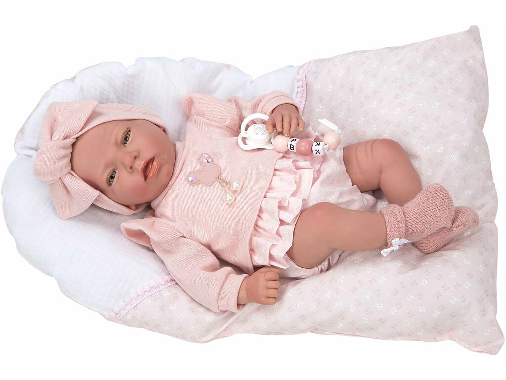 Muñeca Bebé Reborn Alba Rosa 40 cm. con Cojín Arias 98121