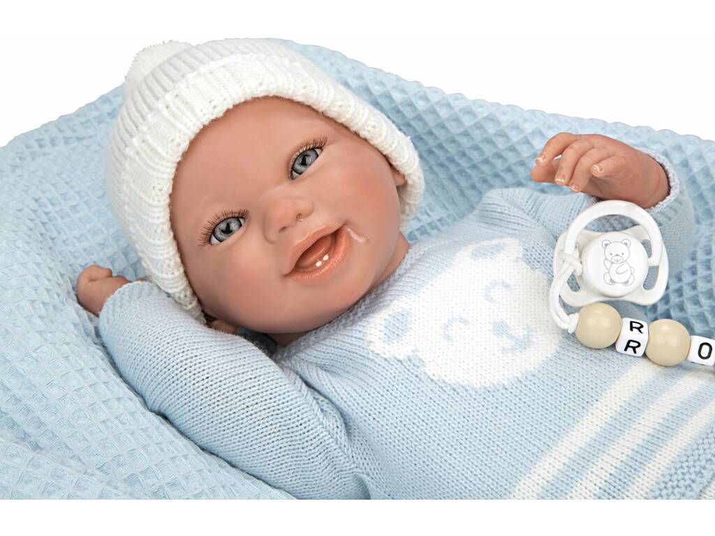 Reborn Baby Doll 40 cm. Paulo Bleu Avec Couverture Arias 98148