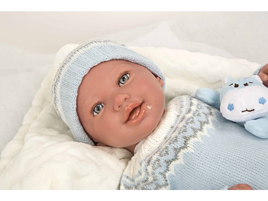 Bambola Reborn Bebè 45 cm. Ibai con coperta e peluche Arias 98153