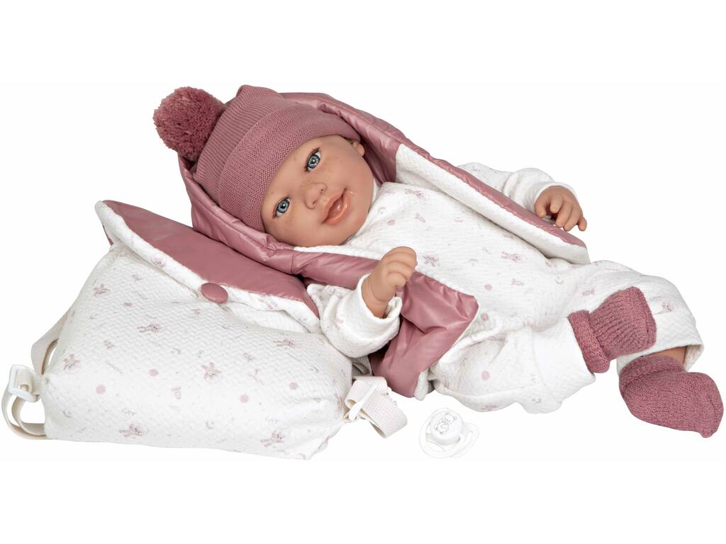 Muñeca Bebé Elegance Adi Rosa 45 cm. con Mochila Arias 65376