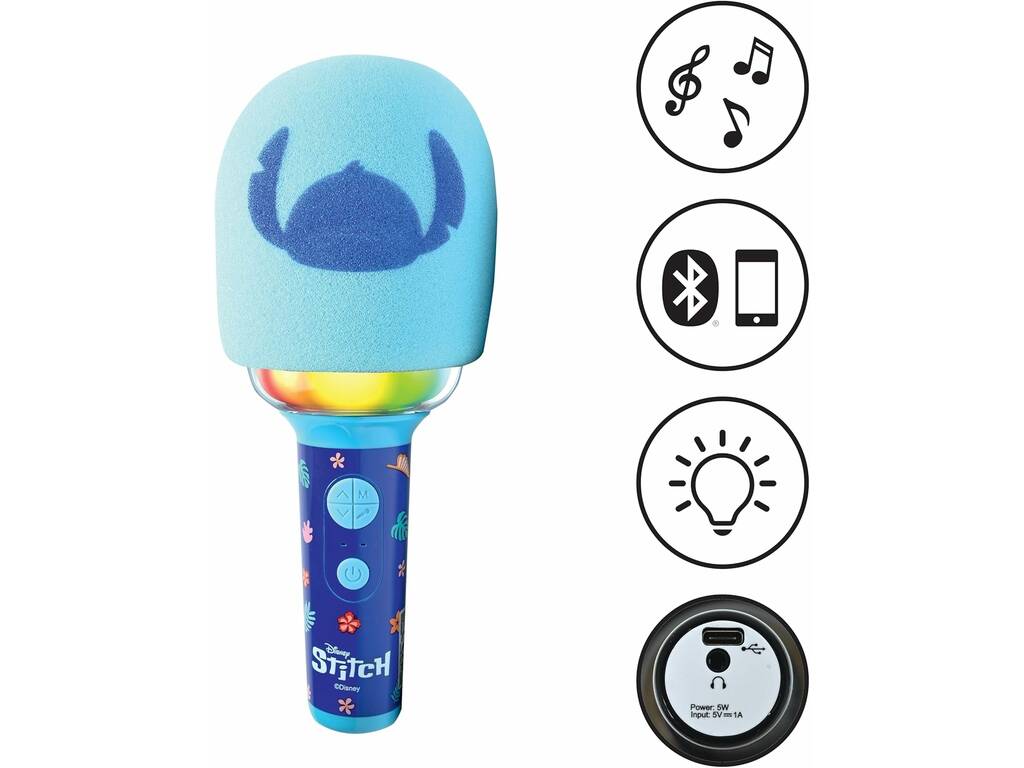 Stitch Micrófono Karaoke Bluetooth con Luz Lexibook MIC280D