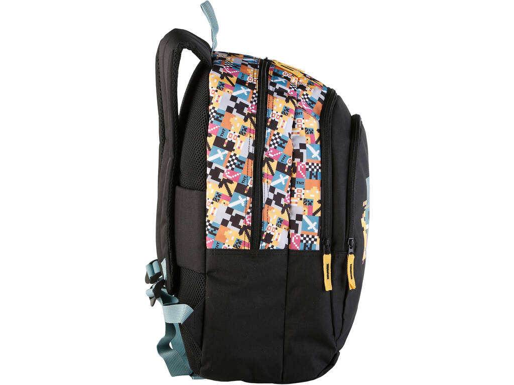 Minecraft pixel mochila escolar duplo compartimento adaptável a carrinho de Toybags T434-961