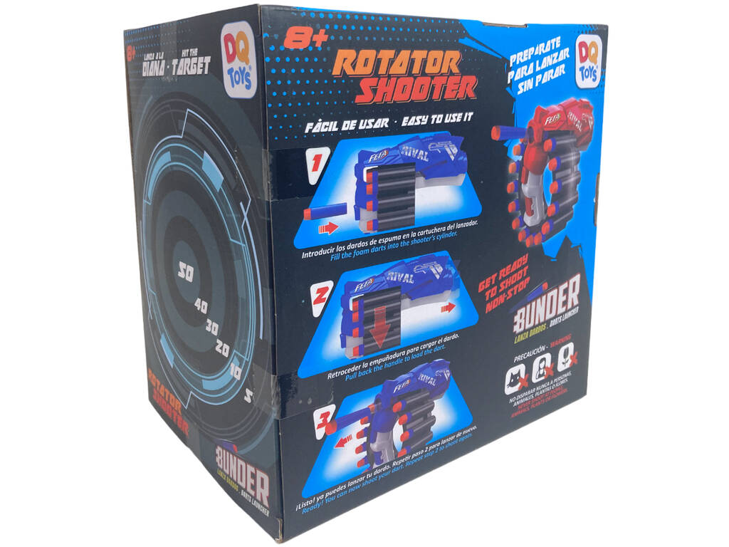 Bunder Lanzador Rojo Rotator Shooter con 20 Dardos de Foam