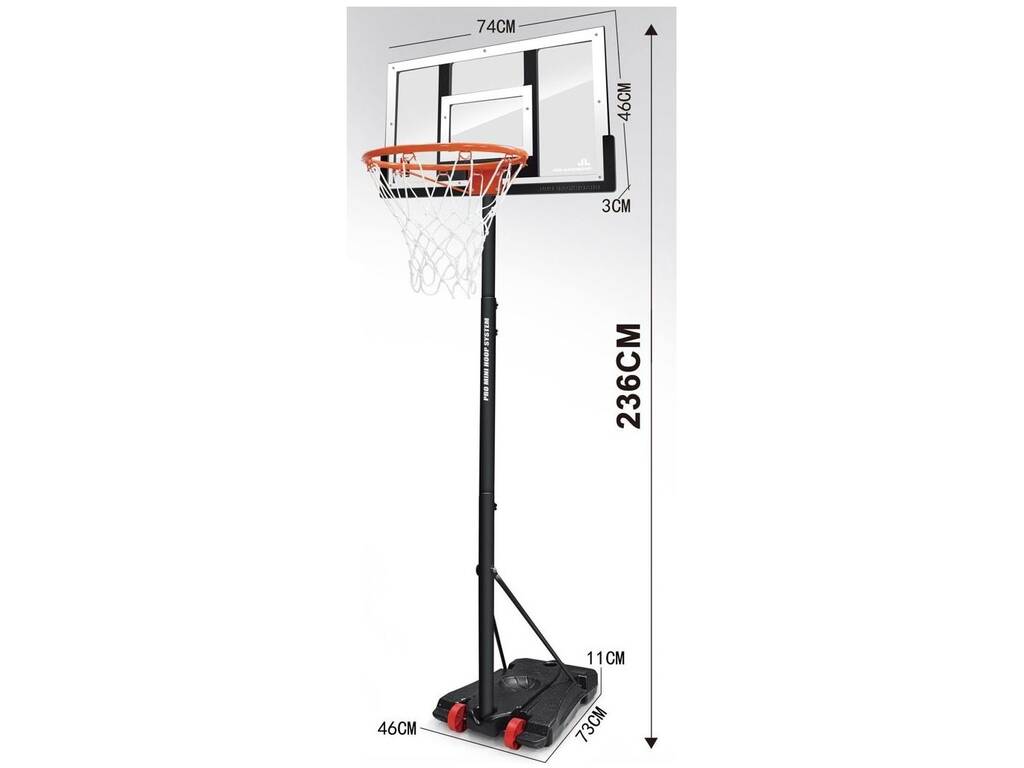 Basketballkorb bis 236 cm. mit Ball und Inflator