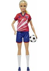 T-shirt rouge Barbie Professions Footballer de MatteL HCN17