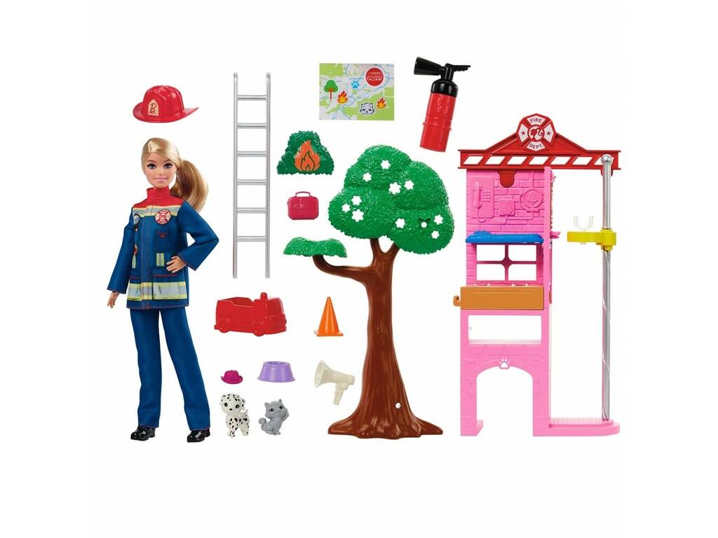 Barbie pompier avec caserne de pompiers par Mattel HRG55