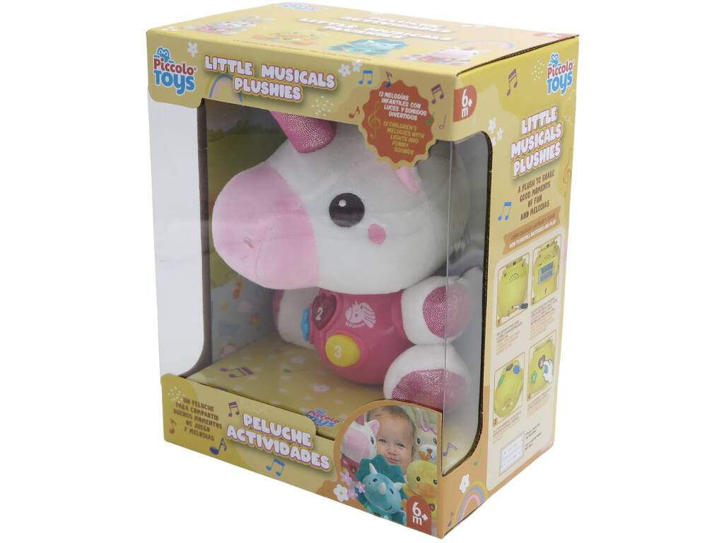 Licorne en peluche 17,5 cm avec sons et lumières par Pelucheto SL88028