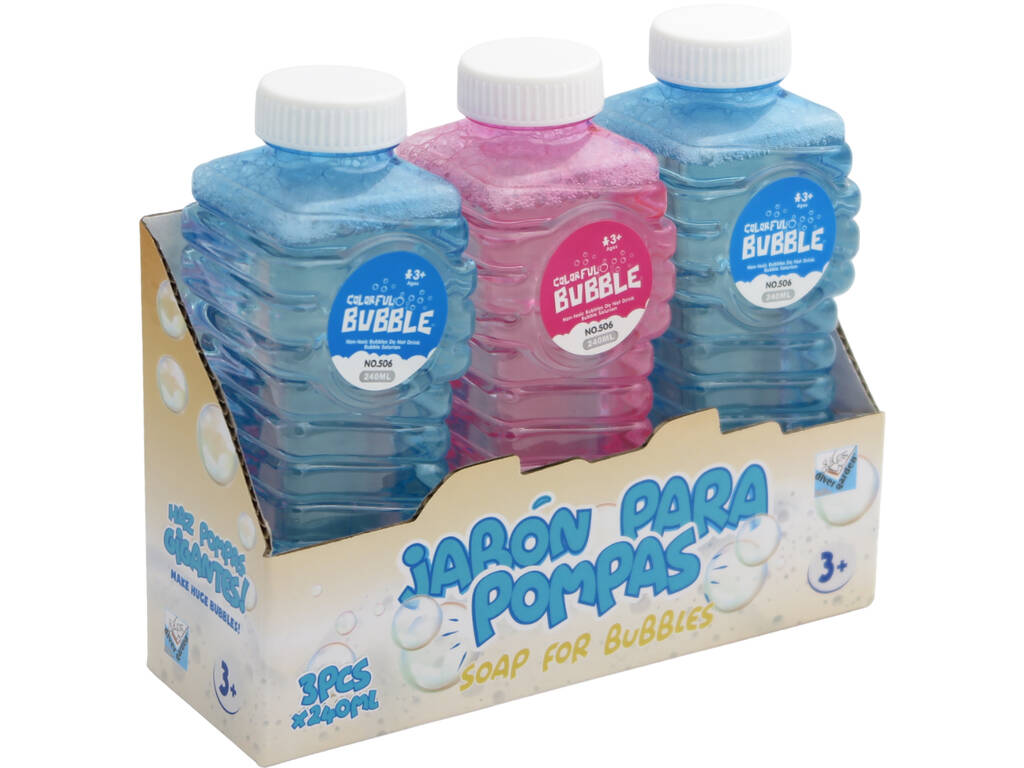 Set 3 bottiglie Liquido di bolle di sapone 240 ml