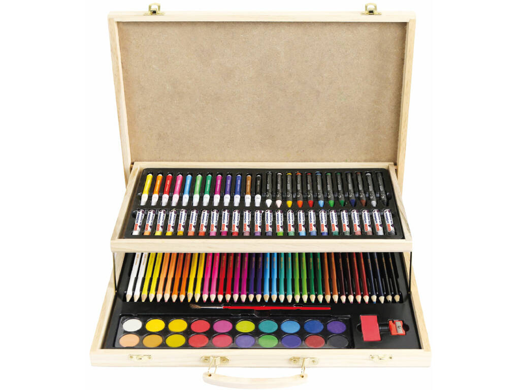 Coffret à dessin en bois Art Premium 2 étages avec 108 pièces