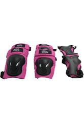 Set di protezione multisport X-Trem taglia S per bambini con gomitiere, ginocchiere e polsiere rosa