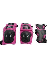 Set Protecciones Multideporte X-Trem Talla M para Nios con Coderas, Rodilleras y Muequeras Rosas