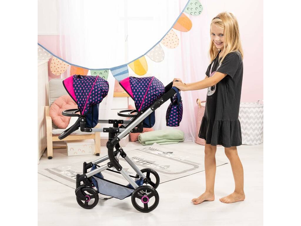 Carro de Muñecas Bebé Paseo Twin Neo Unicornios Plegable Reig 26254AA