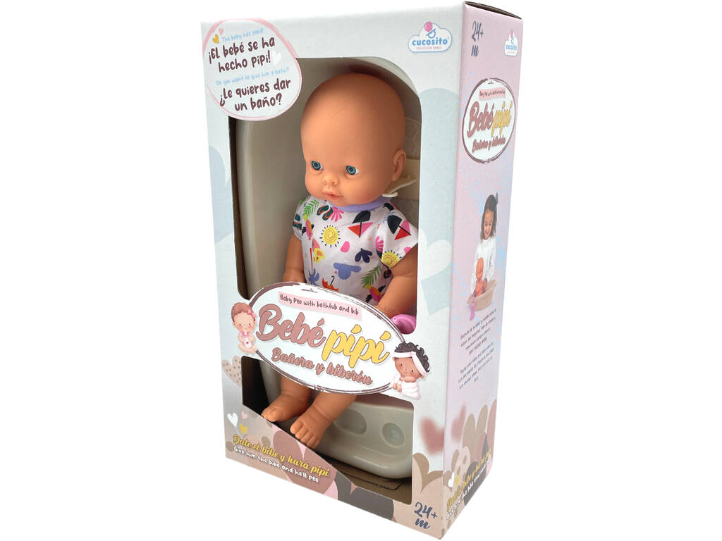 35 cm große Pipí Babypuppe mit Badewanne und Fläschchen